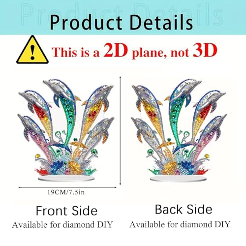 LIULIMI DIY 5d Diamond Painting Kits,Special Shaped Crystal Diamond Art Kit,Stand Up Acrylic Tabletop Ornament Making kit,Two-Sided Diamond dotz Painting,Great Holiday Gift(Dolphins) LIULIMI