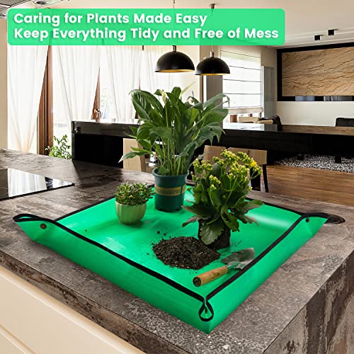Onlysuki Repotting Mat for Indoor Plant Transplanting Control Mess, 26.8"X26.8" Waterproof Succulent Potting Mat Square Planting Tray Soil Change Mat Gardening Gifts for Plant Lovers Onlysuki