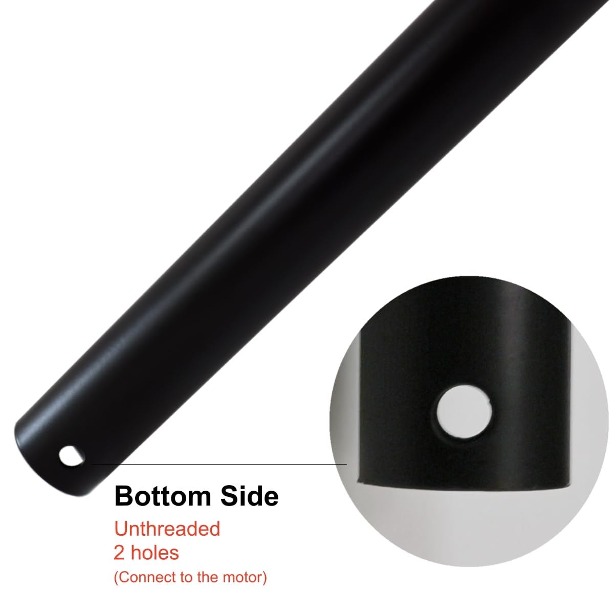 Steerg 36 inch Downrod included 5 20-AWG Extension Wire for Ceiling Fans Down Rod, Unthreaded, Dia 1.02'', Black Steerg