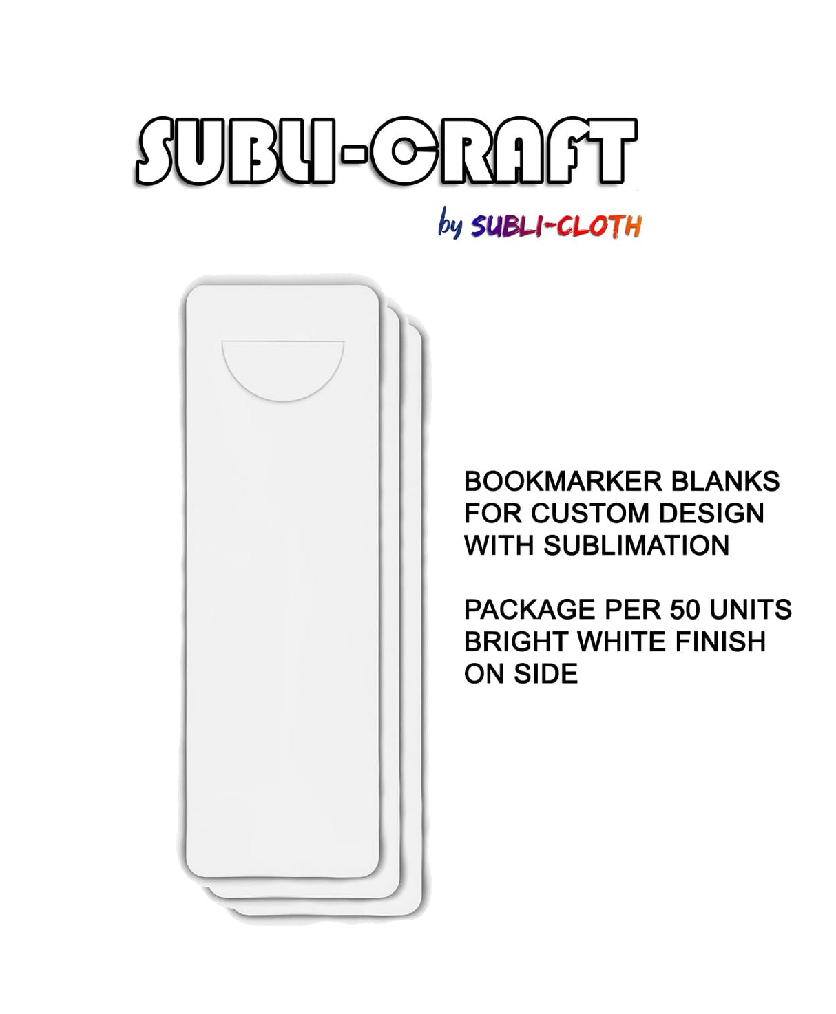 Subli-Craft Bookmark Cardboard Custom Sublimation Pack 50 Units by Subli-Cloth Design Subli-Cloth