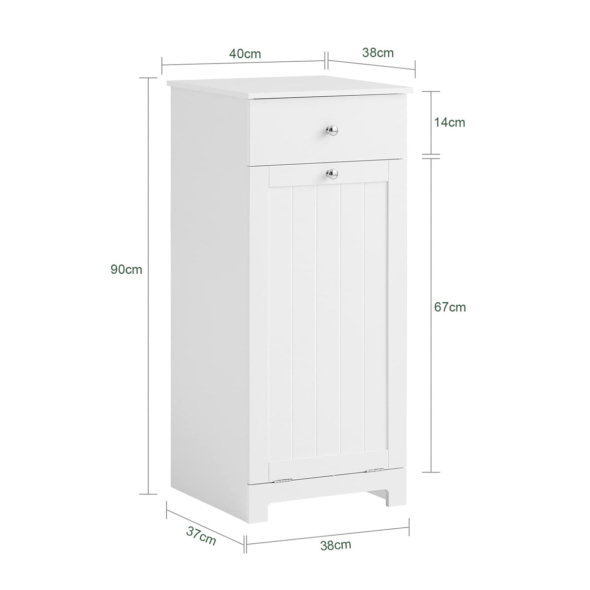 Haotian Bathroom Laundry Cabinet with Basket, Tilt-Out Laundry Hamper, Bathroom Storage Cabinet Unit with Drawer, White, BZR21-W SoBuy