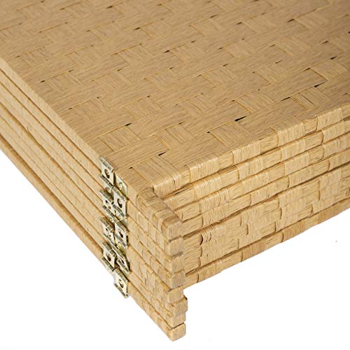 Legacy Decor Bamboo Woven Panel Room Divider, Privacy Partition Screen, 4 Panel Beige Color Legacy Decor