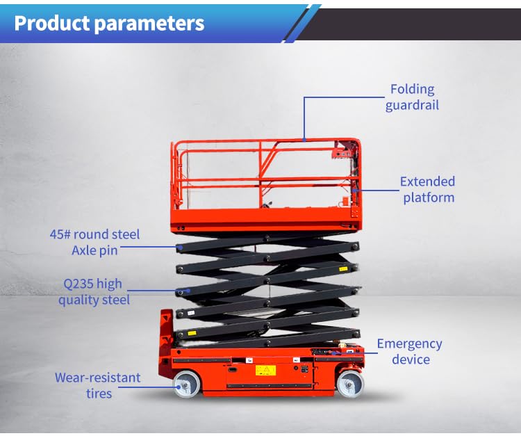 4m -16m Mobile Aerial Work Platform Self Propelled Scissor Lift Table Lift Portable Aerial Work Platform Electric Scissor Lift for Construction WoodArtSupply
