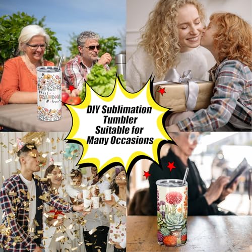 Draheri 12 Oz Sublimation Tumblers Blanks Bulk, Sublimation Cups for Kid with Straw and Brush, Stainless Steel Double Wall Insulated Sublimation Mugs, Individually Boxed (8 Pack) Draheri