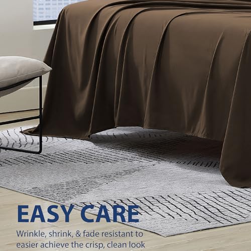 Cathay Home Hotel Luxury Wrinkle & Fade Resistant Double Brushed Ultra Soft Microfiber 1-Piece Single Flat Sheet - Chocolate, Twin (66" x 96") Cathay Home
