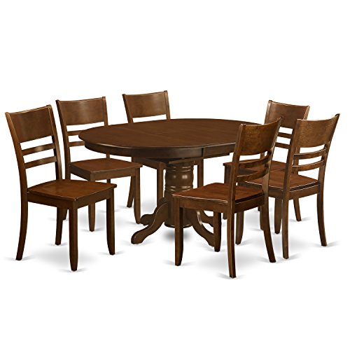 East West Furniture KELY7-ESP-W 7 Piece Dining Table Set Consist of an Oval Dining Room Table with Butterfly Leaf and 6 Wooden Seat Chairs, 42x60 Inch, Espresso East West Furniture
