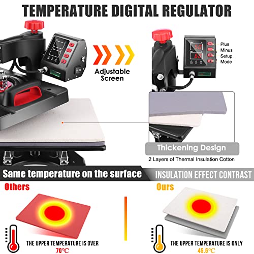 Upgraded 8 in 1 Heat Press Machine 12x15 Inch Heat Transfer Machine w/Tumbler Press 360-Degree Swing Away Multifunction Digital Sublimation Heat Press for T Shirt Mug Hat Plate for Commercial Home AKEYDIY