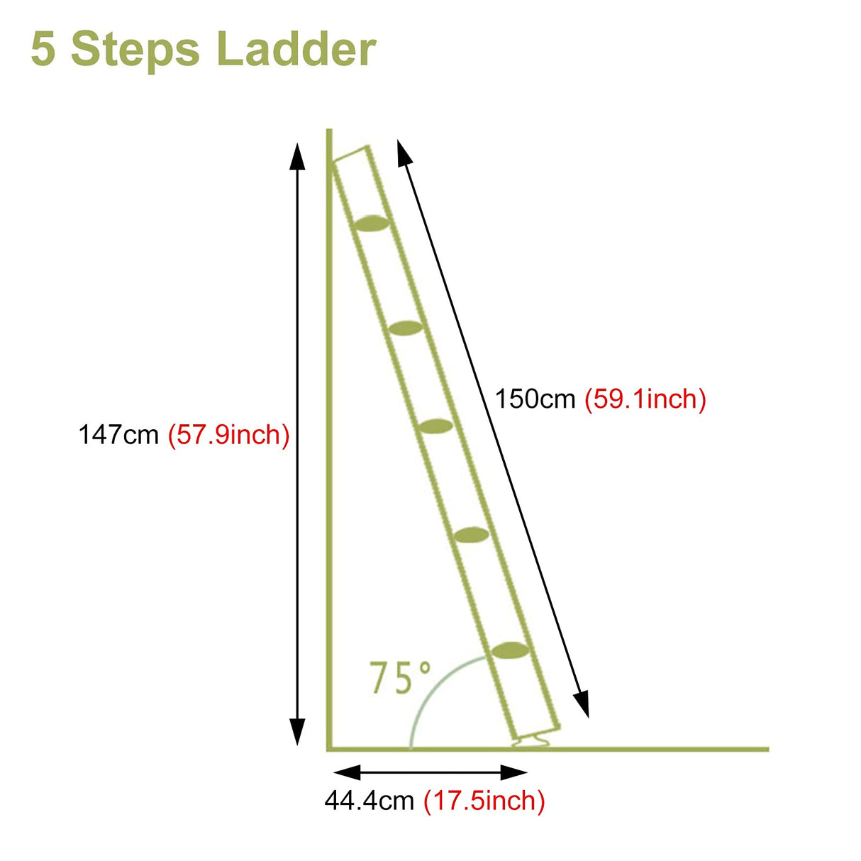 Bunk Bed Ladder 5 Step Wooden Bunk Bed Ladder 150cm (59") - Heavy Duty RV Loft Stair Hanging Ladder with Hook Bracket & Non-Slip Feet, Load 150 Kg / 330lbs HWLL