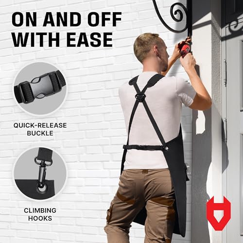 NoCry Heavy Duty Work Aprons For Men with Reinforced Pockets, Magnet Holders & Durable Stitching — Ideal Tool Apron or Woodworking Apron for Men with Padded Shoulder Pads & Quick-Release Buckles NoCry