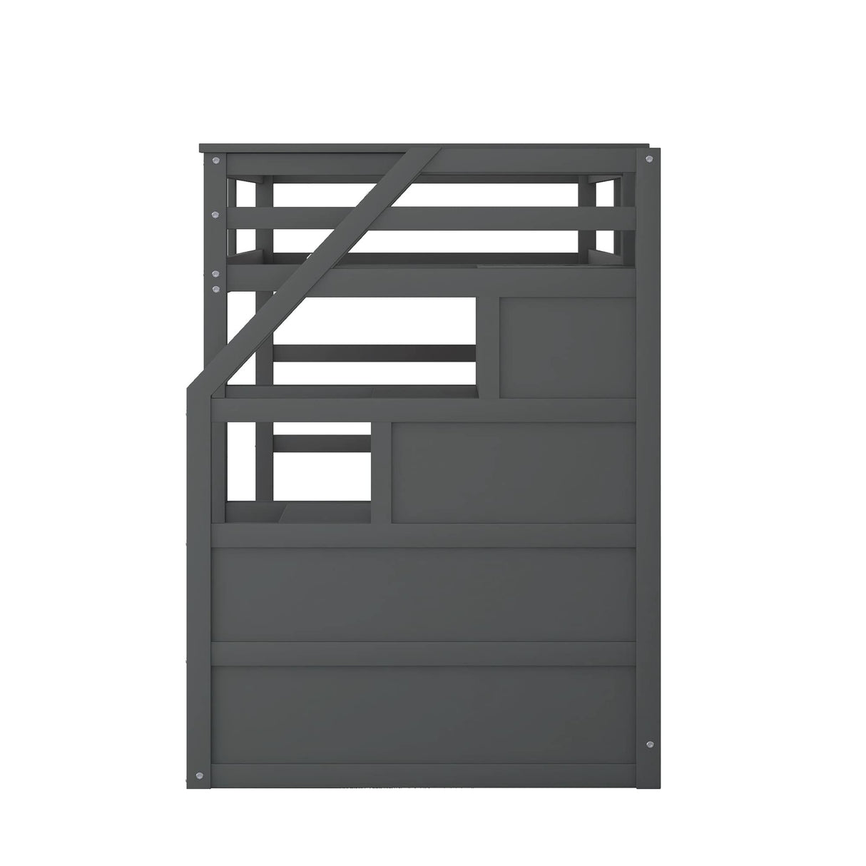 Twin-Over-Twin Bunk Bed with Trundle Bed, Wood Bunk Bed Frame with 3 Storage Stairs and Guard Rail, Space-Saving Design (Grey) Bellemave