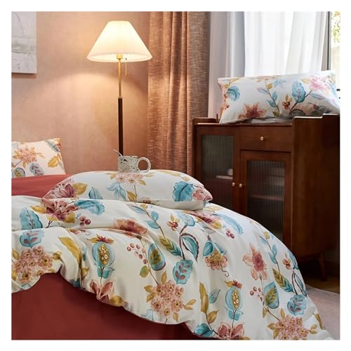 YUSIWOAL European style Bedding Set Cotton Queen Duvet Cover Set with Sheets Single Double Bedding Sets,Summer Duvet Cover sets(A,King) YUSIWOAL