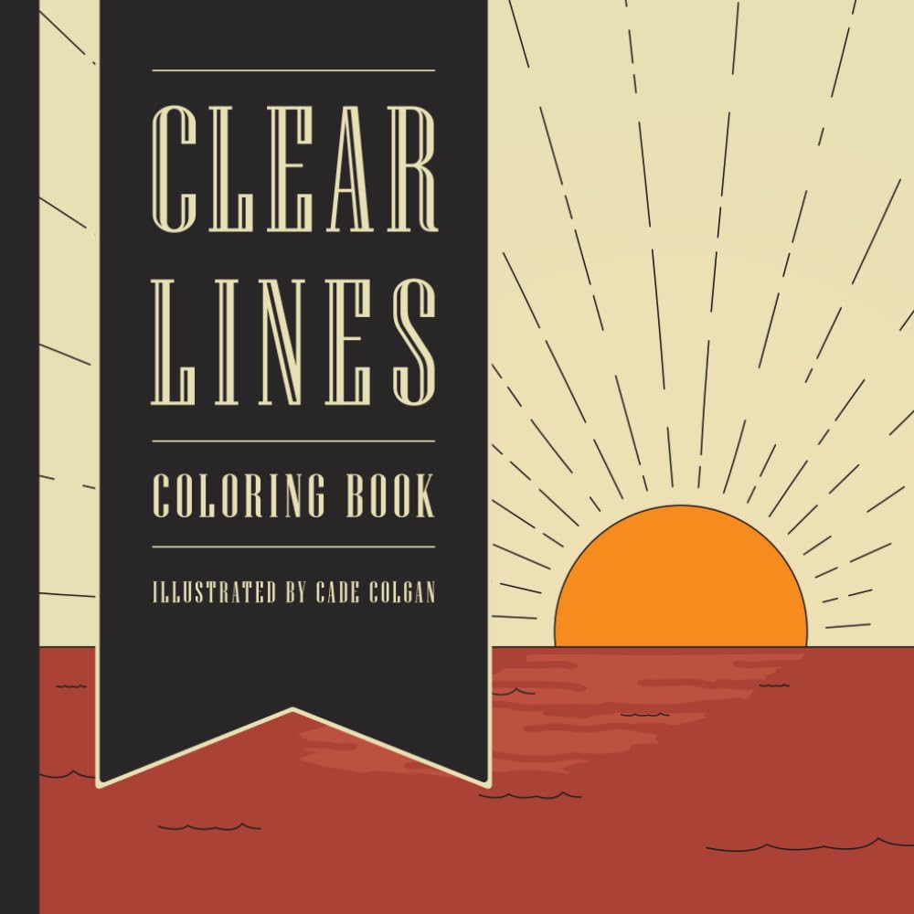 Clear lines: Coloring book for children and adults, 50 stress-free designs, Calming window views, Relaxing landscapes, Abstract shapes, Cozy interiors Majosta