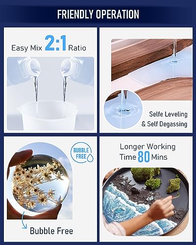 Nicpro 0.75 Gallon Deep Pour Epoxy Resin Kit, 2 to 4 Inch Depth Crystal Clear & High Gloss, Bubble Free Epoxy Resin for Craft River Table,Wood Filler, Bar Top, Coating Casting, Self Level 2:1 Nicpro