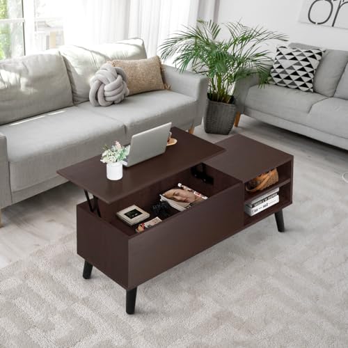 Lifetime Home Lift Top Coffee Table with Hidden Compartment - Modern Living Room Dining Table with Rising Tabletop Lifttop Desk for Apartment, Home, Condo Lifetime Home