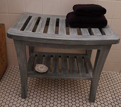 Redmon since 1883 Teak Shower Bench, Large, Weathered Gray Redmon
