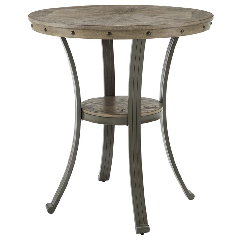 Powell - Linon Franklin Metal and Wood Pub Table in Pewter Powell