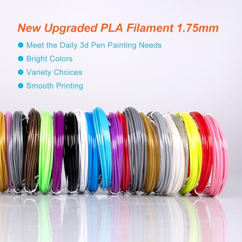 Kretrum 3D Pen Filament Refills 40 Colors, 3D Printer PLA 1.75mm Filament,Each Color 3M, Total 120M (394 Feets), Sparkly Glitter Transparent Glowing Filament, Compatible with MYNT3D SCRIB3D 3D Pens Kretrum