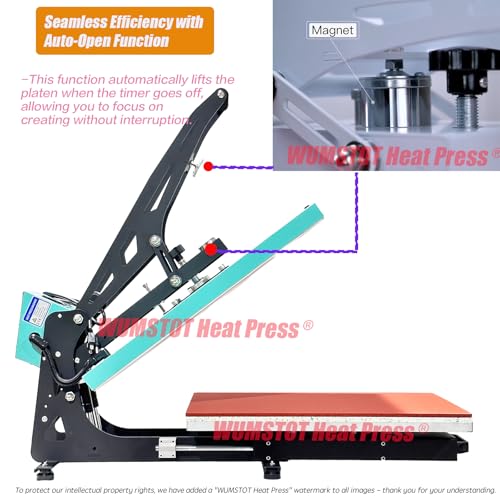 Heat Press Machine for T-Shirts: 2025 Upgraded 16x24 Auto Open Heat Press Slide-Out,Heated Surface with Teflon Non-Stick Coating,110V, 2000W, for DTF on Tshirts, Bags, Cushion(Not for Sublimation) WUMSTOT