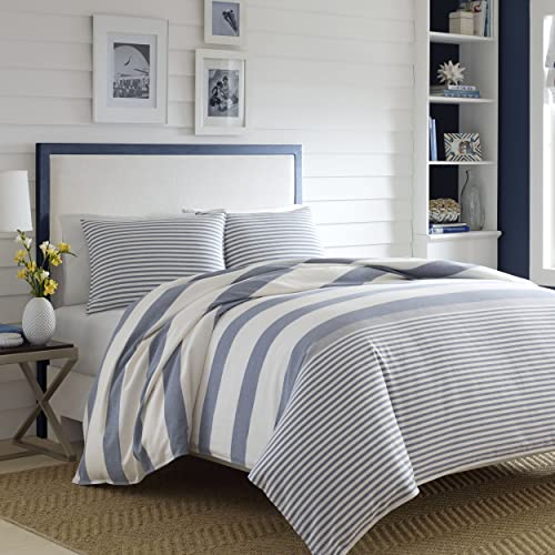 Nautica - Queen Duvet Cover Set, Cotton Reversible Bedding with Matching Shams, Mediterranean Inspired Home Decor for All Seasons (Fairwater Blue, Queen) Nautica