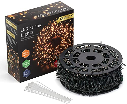 Quntis 164ft 2000 LED Cluster Christmas Lights - Dark Green Wire Cluster Christmas Tree Lights - 8 Modes Outdoor Waterproof Strands Christmas String Lights for Holiday Wedding Party Decor, Warm White Quntis