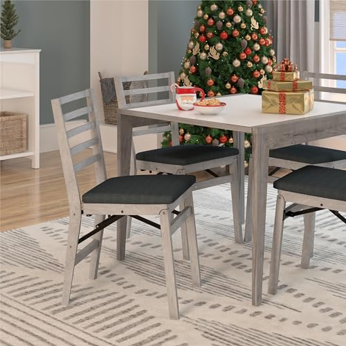 COSCO Contoured Back Wood Folding Chair, 2-Pack, Gray Wash COSCO