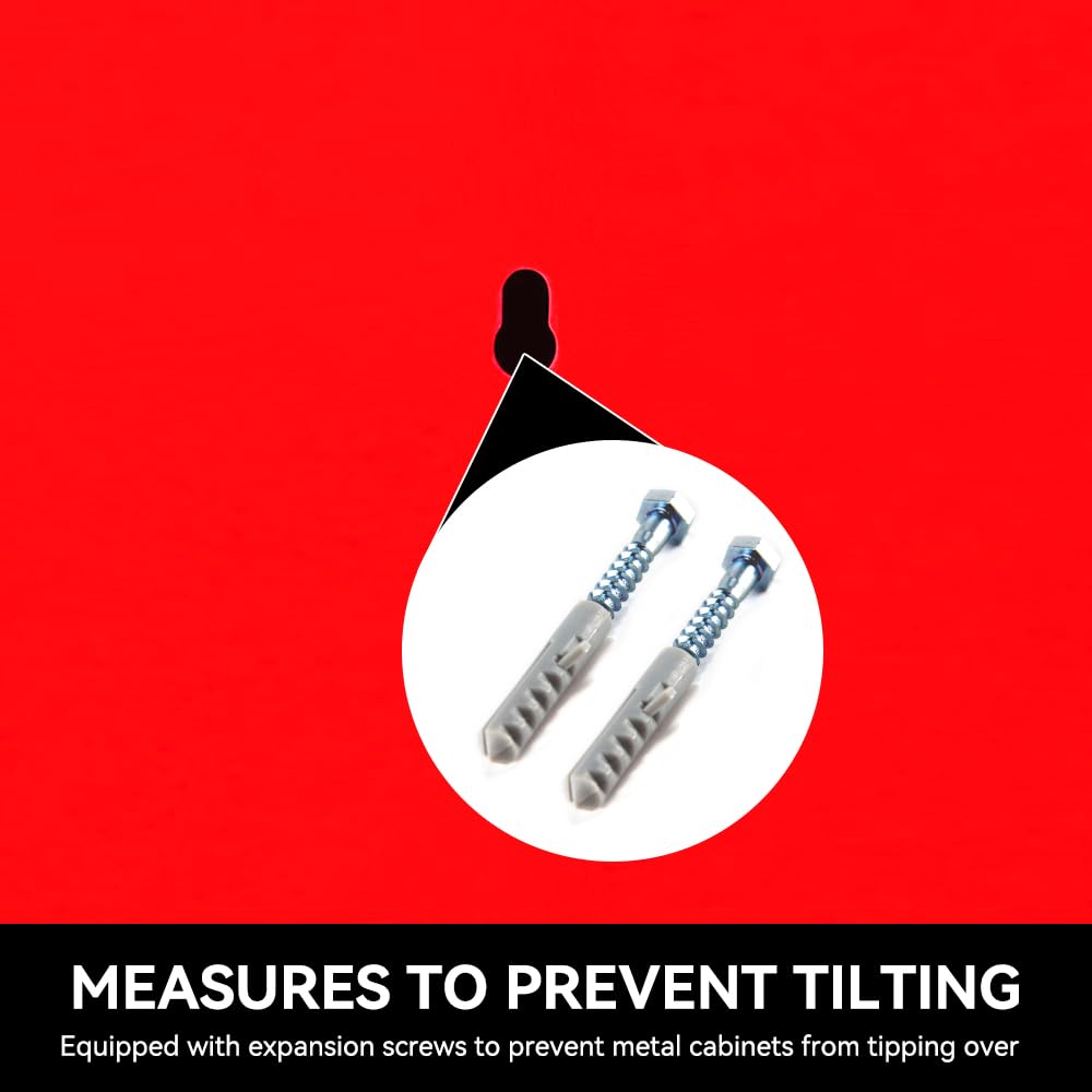 ZHISLUCK 2 Door Metal Accent Storage Cabinet-Locker Cabinet for Bedroom, Bedside, Office Room,LivingRoom-Metal Storage Cabinet with 1 Adjustable Shelves (red) ZHISLUCK