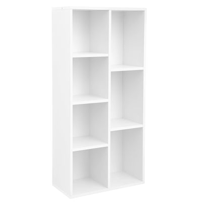 VASAGLE 7-Compartment Freestanding Bookcase - Space-Saving White Bookshelf for Living Room, Bedroom, and Home Office