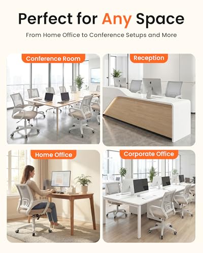 NEO CHAIR Office Desk Computer Chair Ergonomic Mesh Gaming Mid Back Seat with Comfy Lumbar Support Adjustable Height Swivel for Home Task (Beige) NEO CHAIR