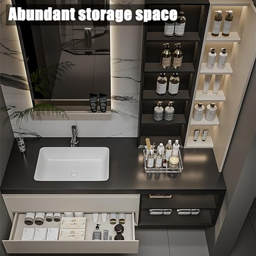 ZGNBSD Bathroom Vanity with Sink - Floating Bathroom Vanity with Drawer and LED Smart Mirror, Luxury Solid Wood Bathroom Vanity, Wall Mounted (52“) ZGNBSD