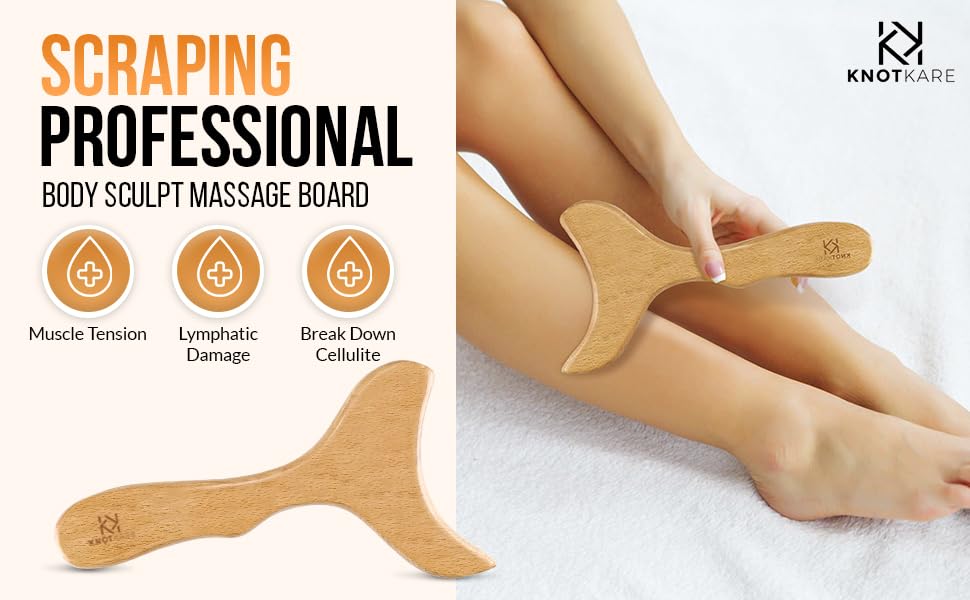 3-in-1 Wood Therapy Massage Tools for Lymphatic Drainage - Maderoterapia Kit Professional for Cellulite Reduction, Effective Body Shaping, and Muscle Pain Relief KNOTKARE