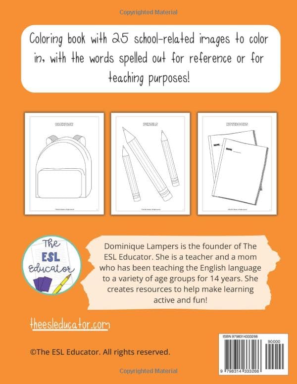 Coloring Book School Theme: School coloring activity with images of the classroom supplies you need! WoodArtSupply
