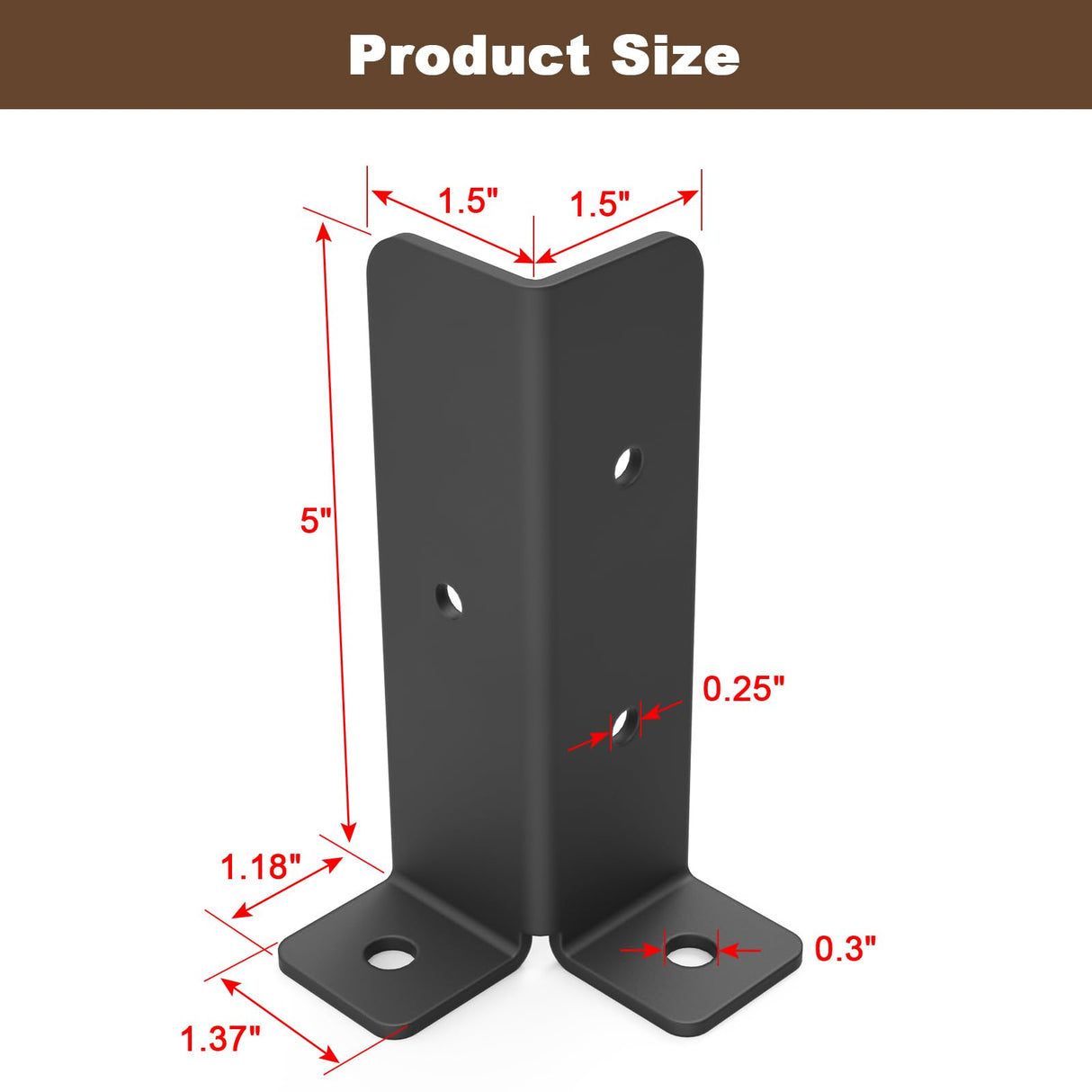 4 pcs Adjustable Deck Post Anchor Base Brackets Fit 1.5x1.5,2x2,2x4,4x4 Post,Wood Fence Pergola Post Base Brackets Kit,Heavy Duty Half Column Black Post Brackets Support Base Brackets for Deck Railing Linone