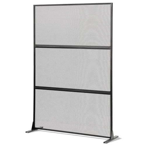 Giantex Metal Privacy Screen 72''H x 48''W, Powder-Coated Decorative Outdoor Fence Panel, Wall Divider for Room Separation, Freestanding Patio Divider with H-Shaped Base for Yard (Mesh Pattern) Giantex