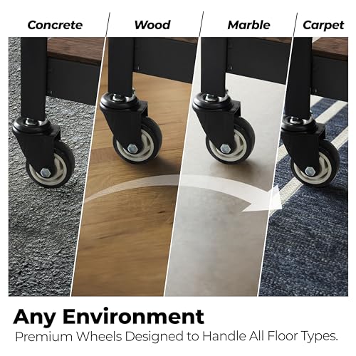 HOMEDANT House 5-Tier Metal Boltless Rolling Cart Shelf Rack Casters Heavy Duty Laminated Wheel Shelving Unit Adjustable Storage Shelves Organizer Kitchen Garage 36.2" W x 16.5" D x 69.5" H 1Pack HOMEDANT