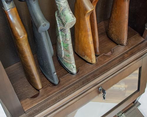 American Furniture Classics Model 858, 12 Gun Cabinet with Slanted Base and Tempered Glass, Espresso American Furniture Classics