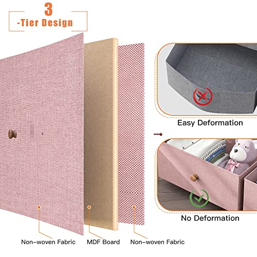 EnHomee Dresser with 12 Drawers, Tall Dressers for Girls Bedroom with Wood Top Metal Frame, Chest of Drawers for Bedroom, Closets, Pink, 11.9" D x 34.8" W x 52.2" H EnHomee