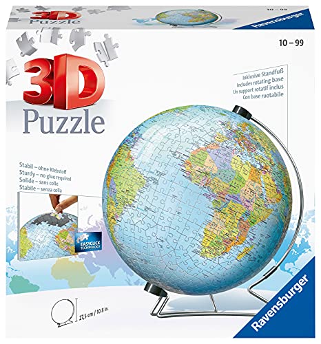Ravensburger The Earth 540 Piece 3D Puzzle - Engaging Fun for Kids and Adults | Precision Fit with Easy Click Technology | Durable Displayable Model | Celebrating Over 130 Years of Quality Ravensburger