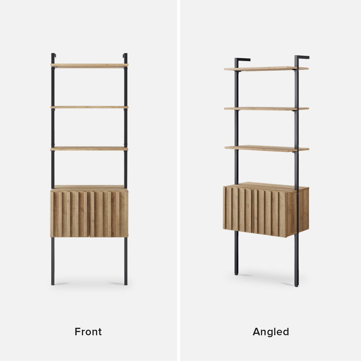 mopio Norwin Ladder Book Shelf, Wall Bookshelf, Farmhouse Industrial Bookcase, Narrow Slim Organizer Display Shelves, Living Room, Bedroom (3-Tier Shelf Cabinet) mopio