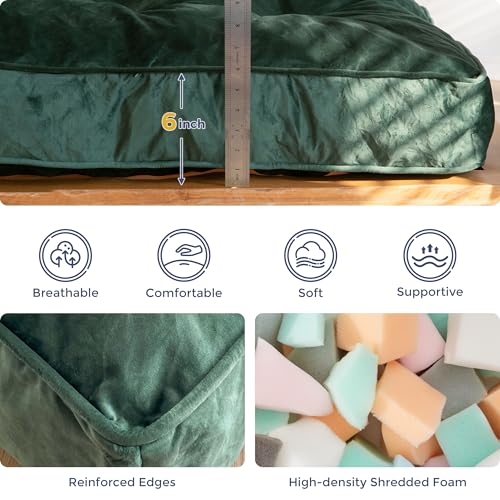 MAXYOYO 6" Futon Mattress Full Size, Velvet Thick Futons Sofa Couch Bed, Versatile Floor Mattress for Adults (Frame Not Included), Green MAXYOYO