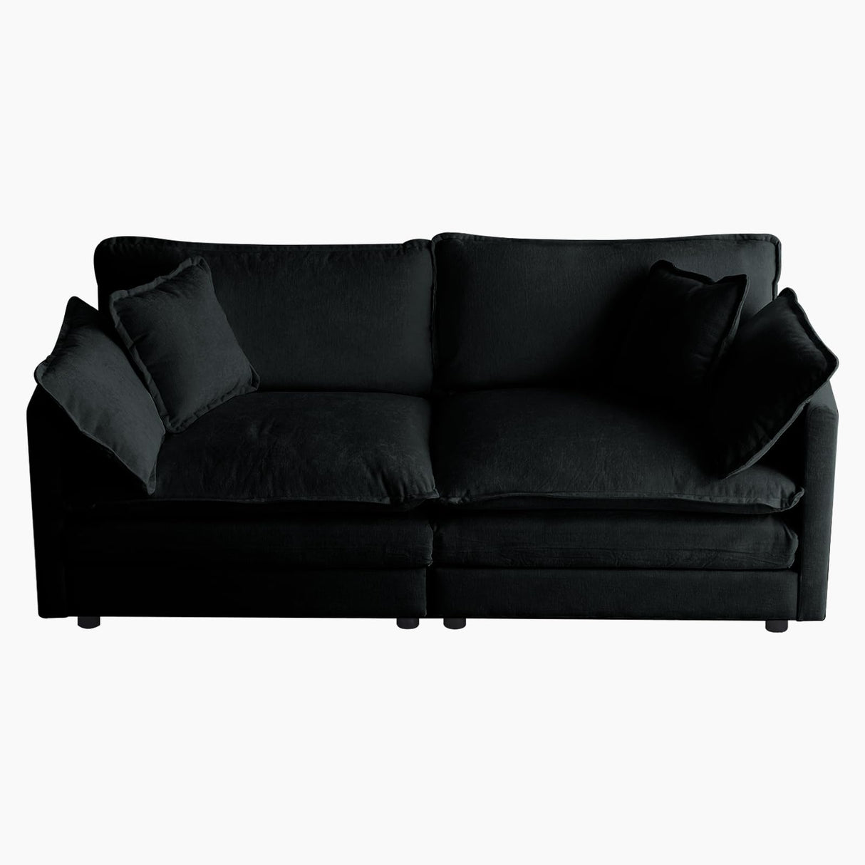 SoarTalent 76.7” Modular Sectional Sofa Convertible Couches, 2 Seater Chenille Deep Seat Cloud Couch Loveseat with Pillows for Living Room, Apartment, Office(Black) SoarTalent