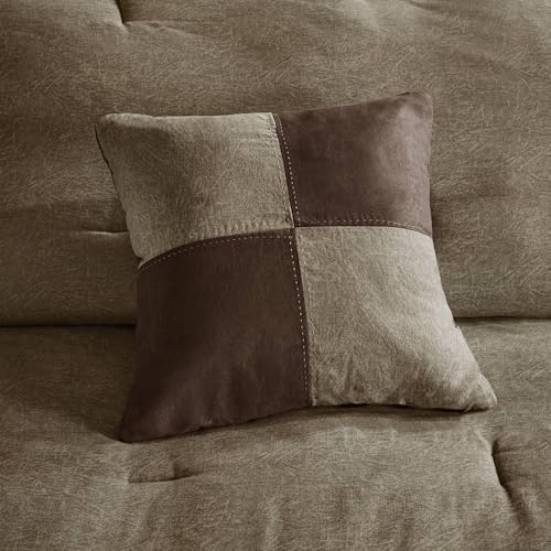 Madison Park Boone Cozy Comforter Set, Faux Suede, Deluxe Hotel Styling All Season Down Alternative Bedding Matching Shams, Decorative Pillow, King (104 in x 92 in), Rustic Brown 7 Piece Madison Park