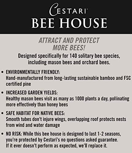 Cestari Mason Bee Housse for The Garden β Rose Pink Handmade Wooden Solitary Bee Hotel with Hanging Design for Pollinators β Eco-Friendly Nesting Shelter Cestari