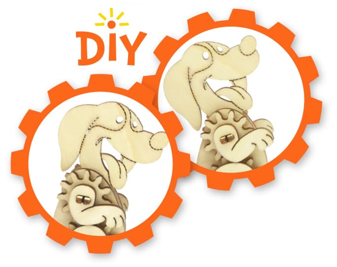 AoneFun Wooden 3D Puzzle for Kids & Adults - Dog Model with Mechanical Gears, 1 Piece, 6.75 x 5.0 inches, Wood Craft, Ages 8+, Unisex AoneFun