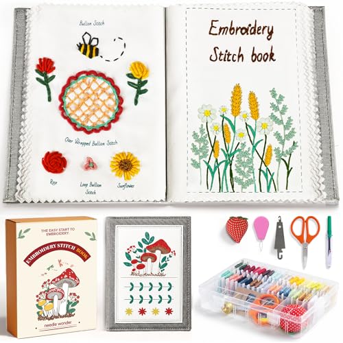 CYANFOUR 2026 New Embroidery Stitch Book Kit for Adults Beginners, Cross Stitch Kit with Step-by-Step Guide and Video, Threads and Needles, Portable Crafts Gift for Adults