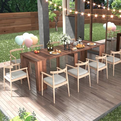Extendable Console Dining Room Table, 20.08(118.5) x35.4 in Space Saving Expandable Table with Adjustable Length,for 2-12 People, Modern Multifunctional Furniture Meeting (Walnut) MoBtovs