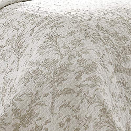 Laura Ashley - King Quilt Set, Soft Cotton Bedding with Reversible Design, Medium Weight for Year Round Use, 3 Piece Bed Set with Matching Pillowcases (Amberley Beige) Laura Ashley