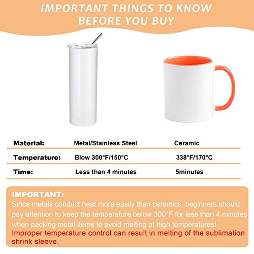 5x10 Inch Sublimation Shrink Wrap Sleeves, White Sublimation Shrink Wrap for Tumblers, Mugs, Cups and More, 60 Pcs Sublimation Shrink Film rebucas