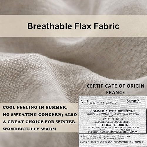 Simple&Opulence 100% Linen Duvet Cover Set with Embroidery Border Washed - 3 Pieces (1 Duvet Cover with 2 Pillow Shams) with Button Closure Soft Breathable Farmhouse - Linen, Queen Size Simple&Opulence