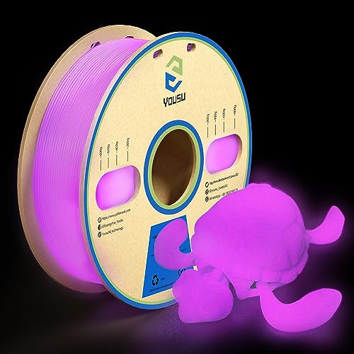 YOUSU 3D Printer Filament 1.75mm PLA Filament Glow in Dark PLA Filament Purple 3D Printing Filament 1kg(2.2lbs) Spool. Yousu