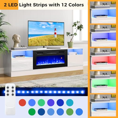 Tangkula 36 Inches Electric Fireplace, 5,000 BTU Fireplace Insert with LED Light Strips, Remote, Crystal Stones & Adjustable Flame Effect, 1-8H Timer, Thermostat & Overheat Protection Tangkula